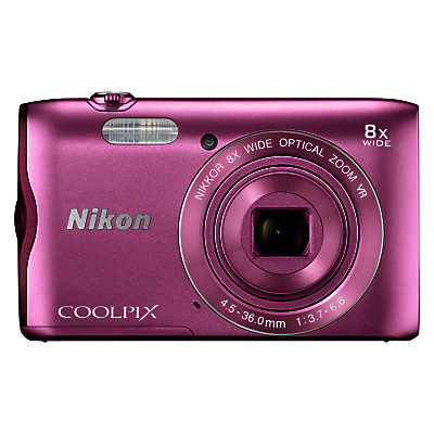 Nikon COOLPIX A300 Digital Camera, 20.1MP, HD 720p, 8x Optical Zoom, Wi-Fi, Bluetooth, NFC & 2.7 LCD Screen Pink